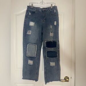 SHEIN Blue Distressed Denim